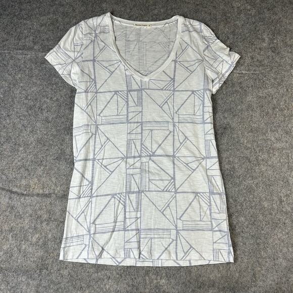 Marine Layer Shirt Womens Small V-Neck Supima Cotton Geometric Print Top - Picture 1 of 8